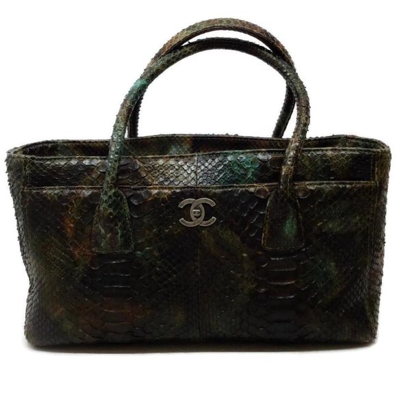 Chanel Green/Brown Multi Python Skin Cerf Tote - Picture 1 of 12